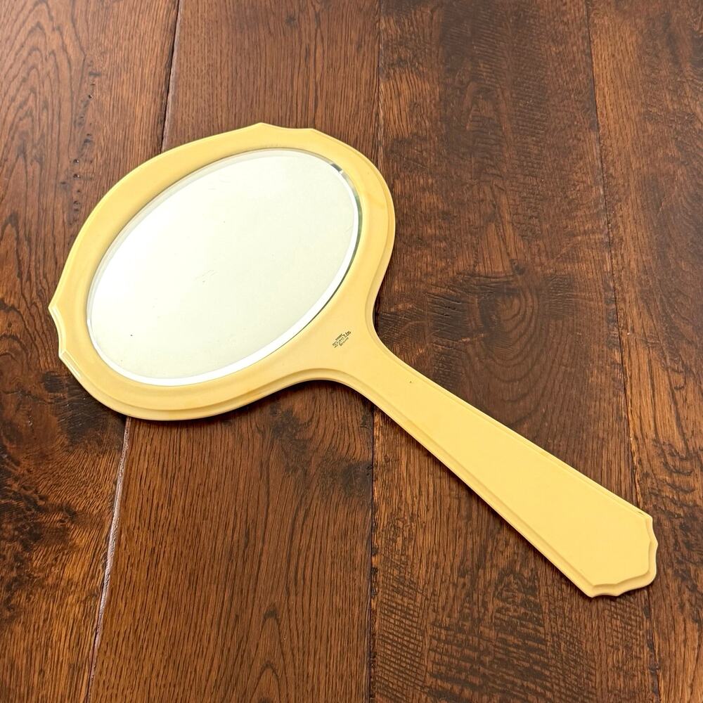 Vintage Ivory Pyralin Du Barry Vanity Mirror, Art Deco Tabletop Mirror